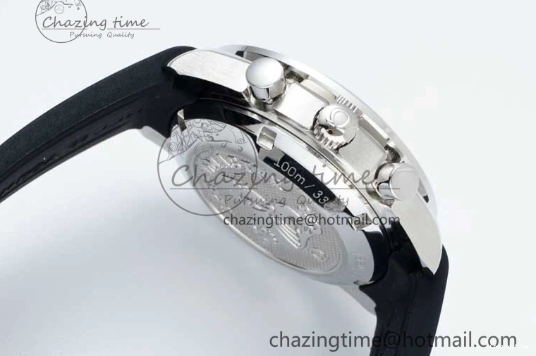 0706 TopPick Speedmaster Racing Master SS HKF Best Edition White Black Dial on Black Rubber Strap A 7813